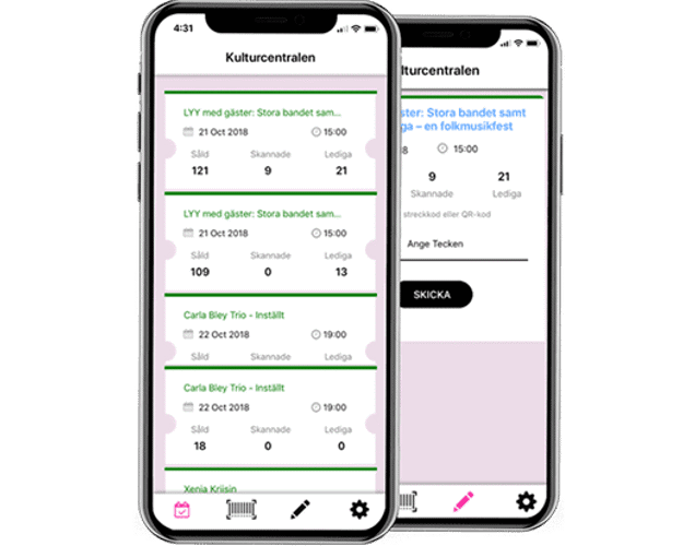 Mobilapp för skanning av evenemangsbiljett
